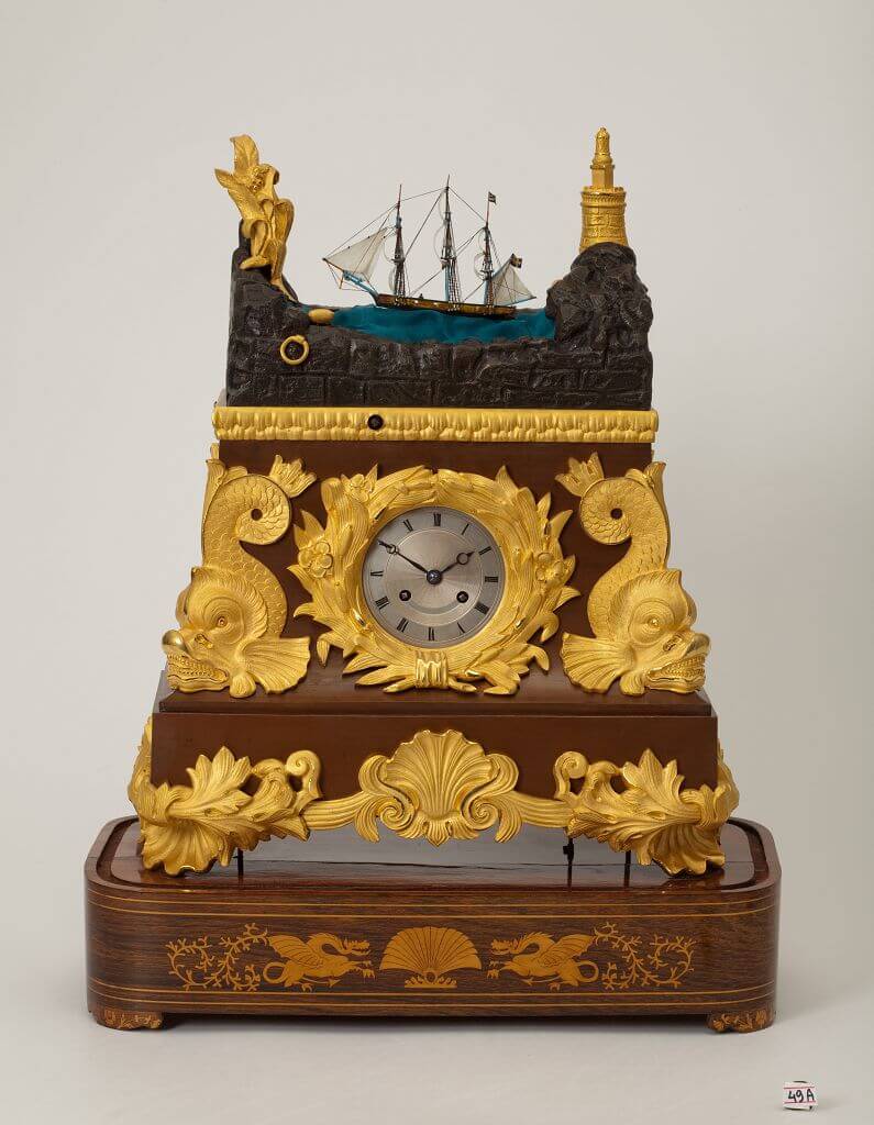 Часы каминные «Галеон» с музыкальной шкатулкой. Франция 1835 г.,