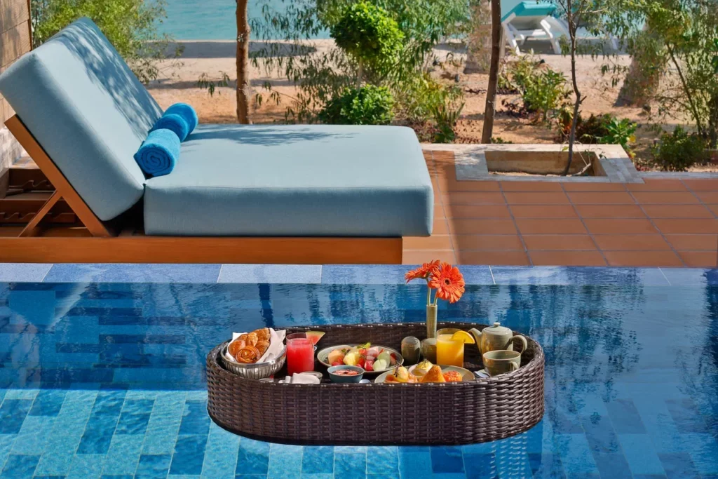 Anantara World Islands Dubai Resort Guest Room One Bedroom Garden Pool Villa Floating Tray